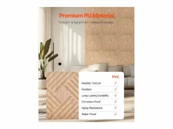 Paneles de Pared 3D SucceBuy, Pack de 12, 50 x 50 cm, PVC con Listones, Cobertura de 3 m², Madera Clara