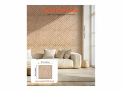 Paneles de Pared 3D SucceBuy, Pack de 12, 50 x 50 cm, PVC con Listones, Cobertura de 3 m², Madera Clara
