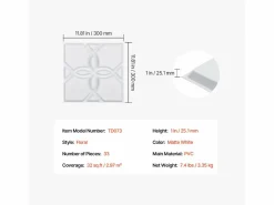 Discount Paneles de Pared 3D SucceBuy, Pack de 33, 30 x 30 cm, PVC con Motivo Floral, , Cobertura de 3 m² Panel De Pared
