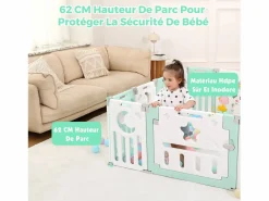 Discount Paneles de parque para bebés 12+2, puerta de barrera de seguridad, cuadrícula protectora de plastro ecológico, 150x150x62cm - Mueble De Bebé