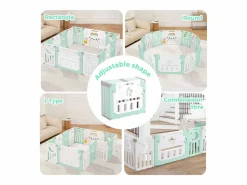 Discount Paneles de parque para bebés 12+2, puerta de barrera de seguridad, cuadrícula protectora de plastro ecológico, 150x150x62cm - Mueble De Bebé