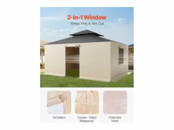 Best Paneles Laterales de Funda de Gazebo Invierno SucceBuy, 3,44x4,66 m, Cubierta de Gazebo Todas Estaciones, con Ventanas en Malla, Material PE de Alta Densidad Cenador Y Quiosco