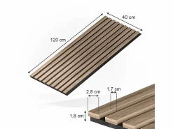 Clearance Vicco Paneles murales nogal 120x1.8x40 akustikpaneel Color natural oscuro