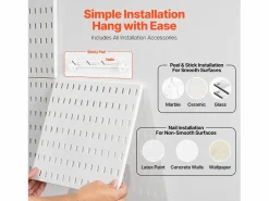 New Paneles Perforados SucceBuy, 280x280 mm de Plástico, 4 Paneles, para el Hogar, Blanco