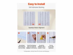 Outlet Papel Pintado Adhesivo de Pared SucceBuy, 45 cm x 12 m, Rollo Papel Pintado Autoadhesivo en Vinilo, Motivo Textura Madera Blanca, para Revestimiento de Pared Papel Pintado|Papel Pintado