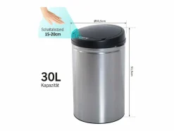 Papelera automática con sensor, 30L, acero inoxidable, color (Ø30,5x51,5 cm)