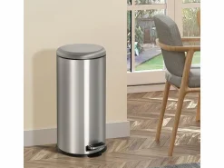Best Papelera de acero inoxidable de 30 l con pedal y tapa abatible, con cubo interior, para cocina y baño (29,2 x 29,2 x 62,9 cm) Cubo De Basura Para Cocina
