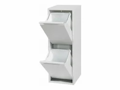 Clearance Helloshop26 Papelera de reciclaje de pared con 2 compartimentos extraíbles 93 x 33 x 25 cm color 03_0008198 Blanco