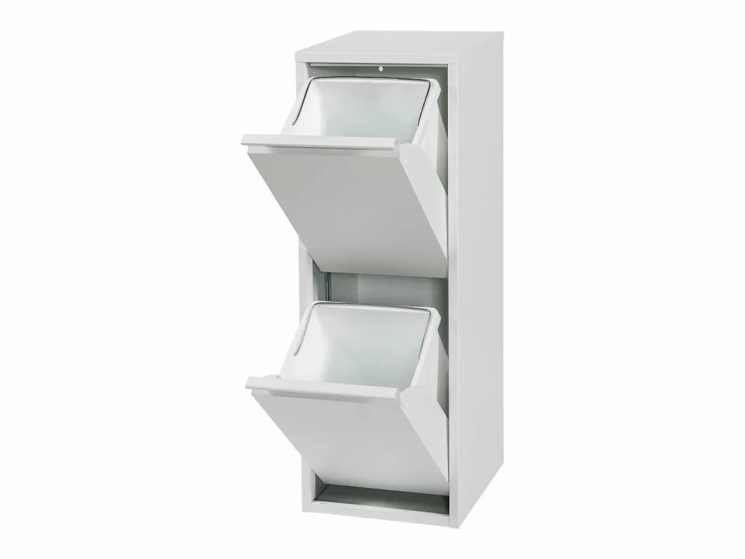 Clearance Helloshop26 Papelera de reciclaje de pared con 2 compartimentos extraíbles 93 x 33 x 25 cm color 03_0008198 Blanco