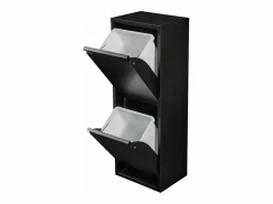 Helloshop26 Papelera de reciclaje de pared con 2 compartimentos extraíbles 93 x 33 x 25 cm color 03_0008199 Negro