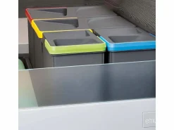 Papelera diferenciada con 4 contenedores, altura 26,6 cm. Gris antracita