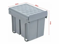 Helloshop26 Papelera empotrada 2 x 10 + 1 x 20 litros 48 x 34 x 42 cm 03_0008202 Gris