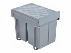 Hot Helloshop26 Papelera empotrada 2 x 20 litros 48 x 34 x 42 cm 03_0008204 Gris