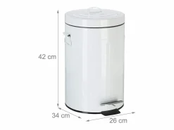 Outlet Helloshop26 Papelera vintage metálica con pedal para cocina o baño 12 litros color blanco 13_0002319_3 Negro