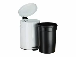 Outlet Helloshop26 Papelera vintage metálica con pedal para cocina o baño 12 litros color blanco 13_0002319_3 Negro