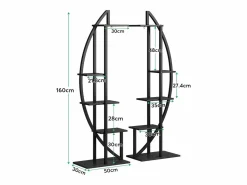 Tribesigns Paquete de 2 soportes para plantas de interior de 5 niveles, de metal curvo, con 2 ganchos para colgar, multiusos para interior, jardín, balcón y sala de estar