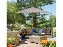 Sale Parasol con LED, 3 posiciones, poliéster, bambú, gris, (250x250x230 cm) Sombrilla