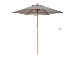 Sale Parasol con LED, 3 posiciones, poliéster, bambú, gris, (250x250x230 cm) Sombrilla