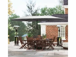 Discount Parasol doble con manivela, protección UV, estructura de acero, gris oscuro (436x260x240 cm) Sombrilla