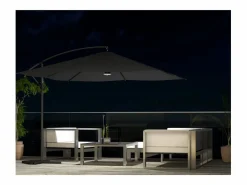 Parasol excéntrico cuadrado con LED de 3x3 m SOLENZARA Sombrilla