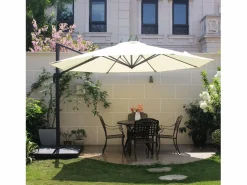 Sale Parasol excéntrico cuadrado con LED de 3x3 m chocolate SOLENZARA Sombrilla
