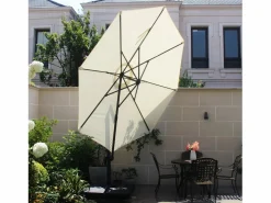 Sale Parasol excéntrico cuadrado con LED de 3x3 m chocolate SOLENZARA Sombrilla