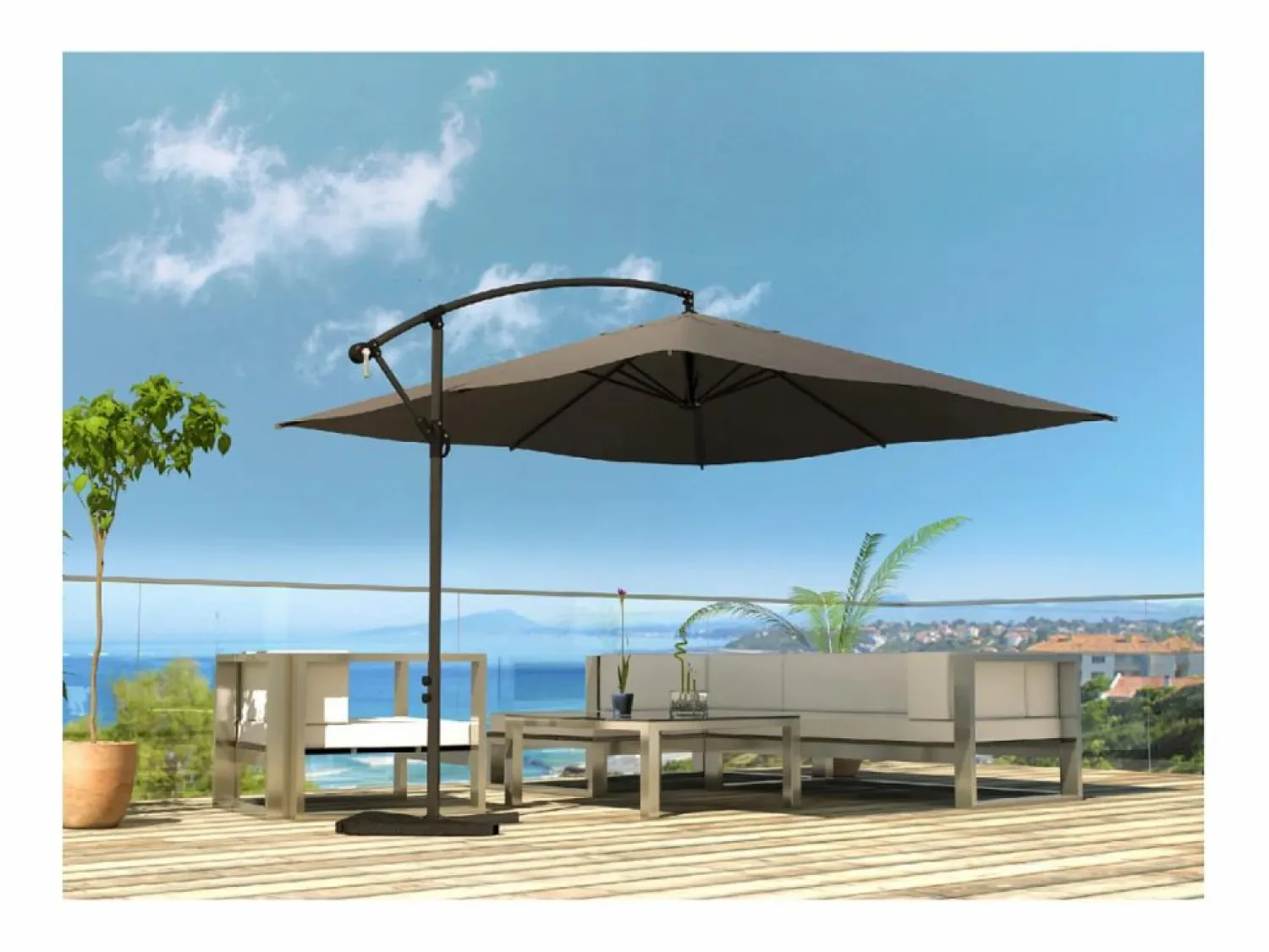 Clearance Concept-Usine Parasol excéntrico de 3x3 m - SOLENZARA Gris