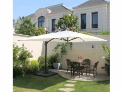 Hot Concept-Usine Parasol excéntrico rectangular 3 x 4 m giratorio en 360° crudo CESARE Beige