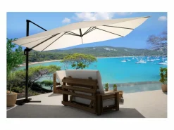 Hot Concept-Usine Parasol excéntrico rectangular 3 x 4 m giratorio en 360° crudo CESARE Beige