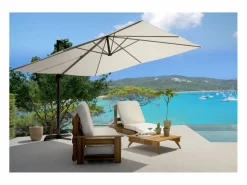 Hot Concept-Usine Parasol excéntrico rectangular 3 x 4 m giratorio en 360° crudo CESARE Beige