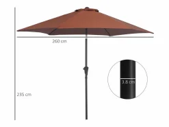 Outlet Parasol inclinable con manivela, aluminio y poliéster 180g/m², marrón (Ø2,7xH2,35 m)