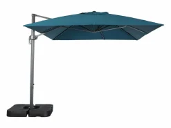 Clearance Parasol rectangular excéntrico, 3x4m + placas de lastre 50x50cm azul Sombrilla