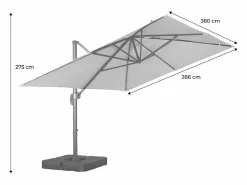 Discount Sweeek Parasol rectangular excéntrico, 3x4m + placas de lastre 50x50cm Rojo