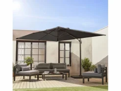 Clearance Sweeek Parasol rectangular excéntrico, 3x4m + placas de lastre 50x50cm Gris