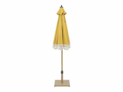 New Parasol redondo recta con flecos, ø2m ocre Sombrilla