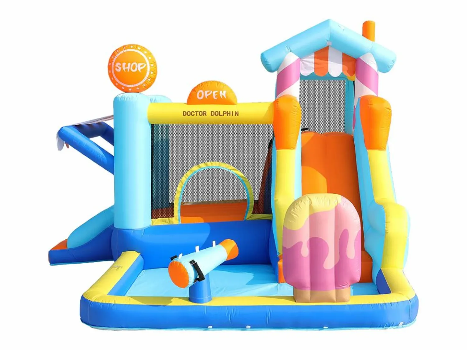 Merax Parque acuático inflable 7 en 1 para niños - 395 x 340 x 236 cm - Oxford - Con ventilador -