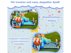 Merax Parque acuático inflable 7 en 1 para niños - 395 x 340 x 236 cm - Oxford - Con ventilador -