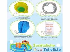 Merax Parque acuático inflable 7 en 1 para niños - 410 x 315 x 203 cm - Oxford - Con ventilador -