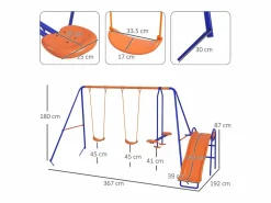 Outsunny Parque de juegos infantil Fly 4 en 1-3 A 180x367x192 cm