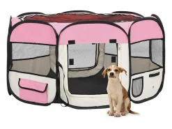 Sale Clicnbuy Parque de perros plegable y bolsa transporte 125x125x61cm Rosa