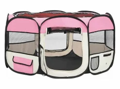 Sale Clicnbuy Parque de perros plegable y bolsa transporte 125x125x61cm Rosa