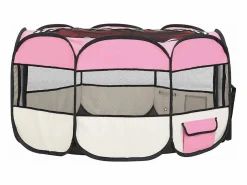 Sale Clicnbuy Parque de perros plegable y bolsa transporte 125x125x61cm Rosa
