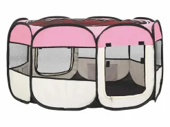 Sale Clicnbuy Parque de perros plegable y bolsa transporte 125x125x61cm Rosa