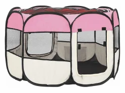 New Clicnbuy Parque de perros plegable bolsa de transporte 90x90x58 cm Rosa