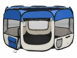 Hot Clicnbuy Parque de perros plegable y bolsa transporte 110x110x58cm Azul
