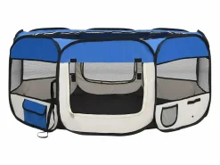 Hot Clicnbuy Parque de perros plegable y bolsa transporte 145x145x61cm Azul