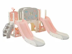 Clearance Merax Parque infantil 8 en 1 - 197 x 167 x 98 cm - Fabricado en HDPE - Con túnel arqueado y estructura de escalada - Rosa
