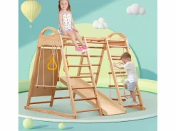New Parque infantil 7 en 1 con tobogán, columpio y red de escalada, 140 x 120 x 120 cm Tobogán