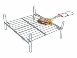 New Basic Parrilla Bbq Algon Doble Acero - Medida 25 x 30 cm Plateado
