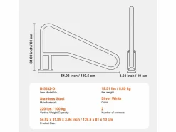 Pasamanos de Piscina SucceBuy de 2 Piezas, 139.5 x 81 cm, de Acero Inoxidable, con Placa Base para Jacuzzis